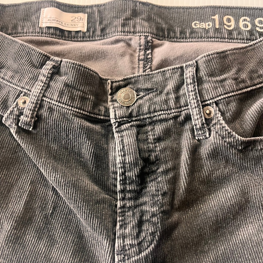 Gap 1969 Always Skinny Corduroy Pants Charcoal Gray Size 29r Womens - Picture 6 of 8